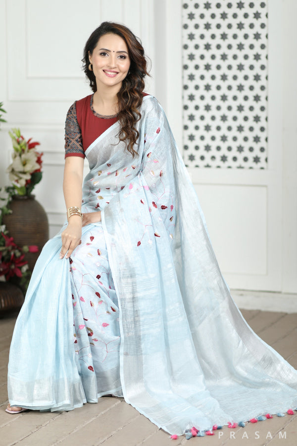 Chic Contours fusion ajrakh silk modal saree