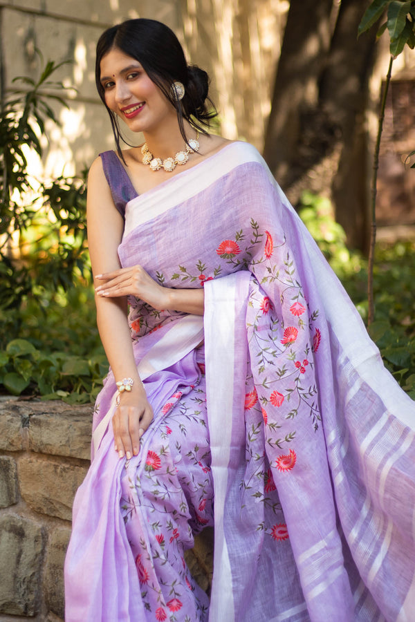 Buy Floral Organza Saree,lotus Saree, Lavender Saree, Grey Floral Saree,  Yellow Floral Saree Online in India - Etsy