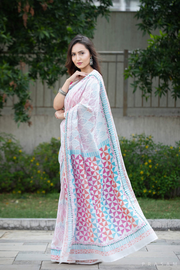 Bagh Block Print Cotton Saree