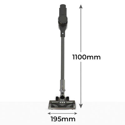 Cordless vacuum cleaner dimensions: 1100mm height, 195mm width.