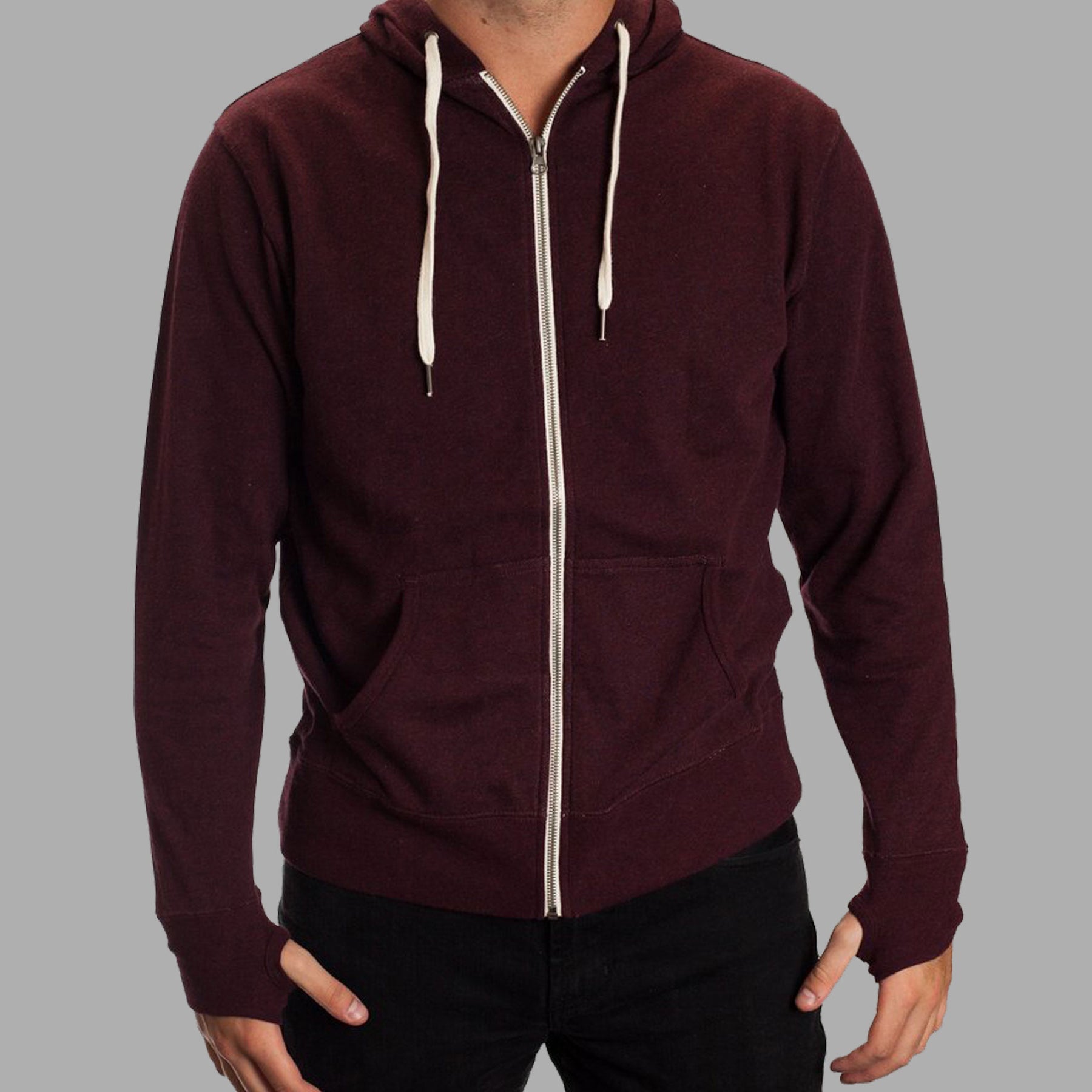 burgundy zip up hoodie