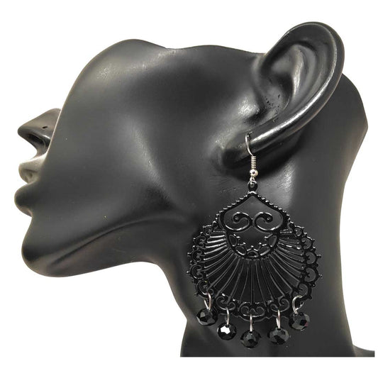 Filigree Pear Black Antique Rhodium Dangling Earring For Women  ZIVOM