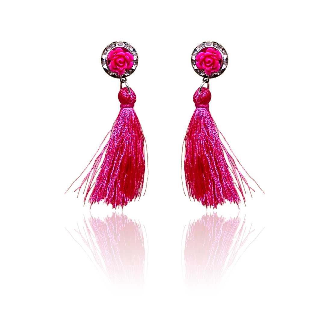 maroon tassel earrings