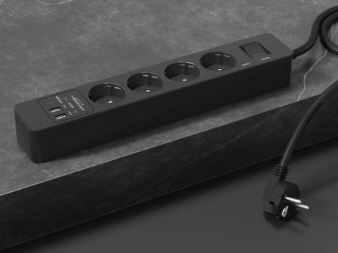Steckdosenleiste schwarz – TÜV-zertifizierte Mehrfachsteckdose mit USB-C  Power Delivery – KabelDirekt