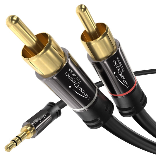 Câble audio jack 3,5mm stéréo vers 2 Cinch RCA - câble 2,5m | Câbles Jack /  RCA (Cinch) 