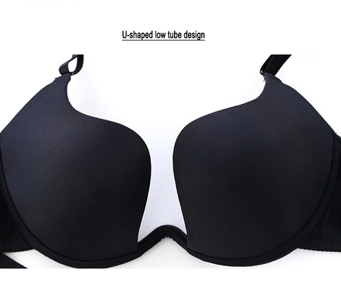 sealsea Womens Low Back Bra Wire Lifting Deep U Shaped Plunge