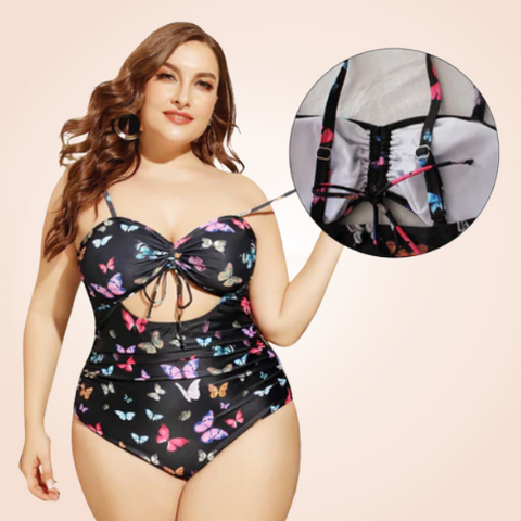 Plus Size Swimwear Swimsuit One Piece Butterfly Print Larger Women Ladies  Bathing Suit Swimming Costume Bathers Swim XL, XXL, 3XL, 4XL -   Australia