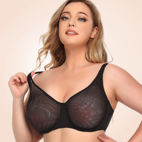 Sheer Mesh Push Up Plus Size Bra