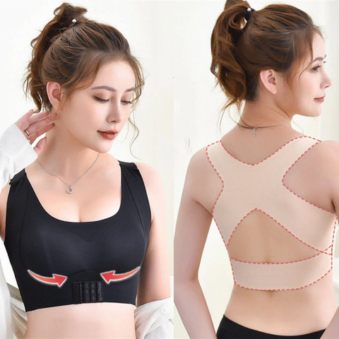 Women Posture Corrector Bra Wireless Back Support Breast Lift Up