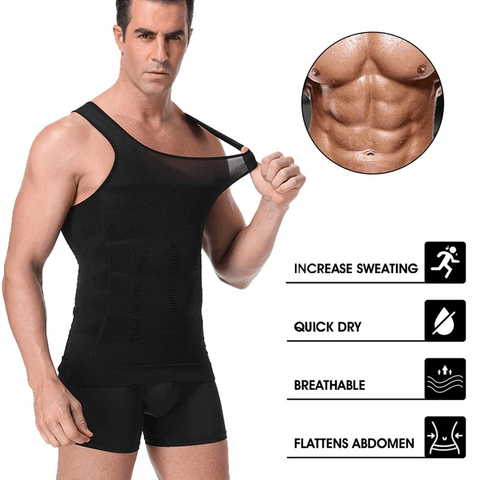  Insta Slim by I.S. PRO - Made in USA - Men's Slimming  Compression Fitted Body Shaper V-Neck Short Sleeve Shapewear Shirt for  Slimmer Love Handles & Beer Belly Area & Back