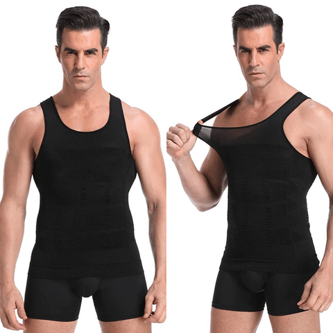 Mens Body Shaper Belly Chest Compression Shirt Slimming Tank Top Abs Girdle  Vest