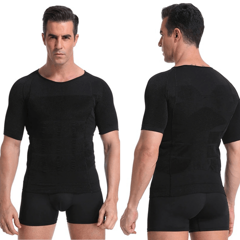 Men Seamless Toning Abs Compression Body Shaper T-Shirt