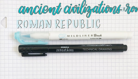 Sub header lettering with Mildliner Brush Pen and Zensations Technical Drawing Pen