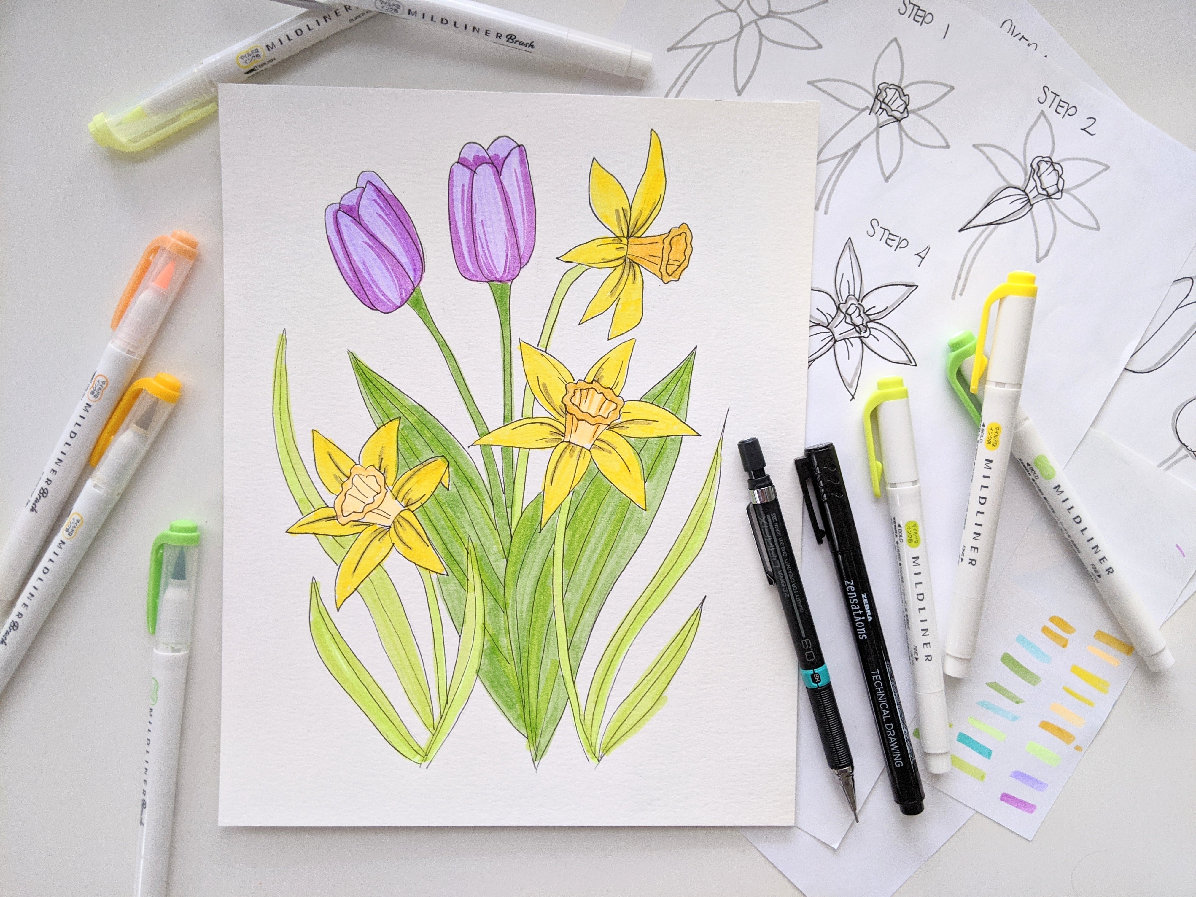 Floral Art Design Flower Art Ink Pen Art Simple Flower Art Micron  Illustration - Etsy