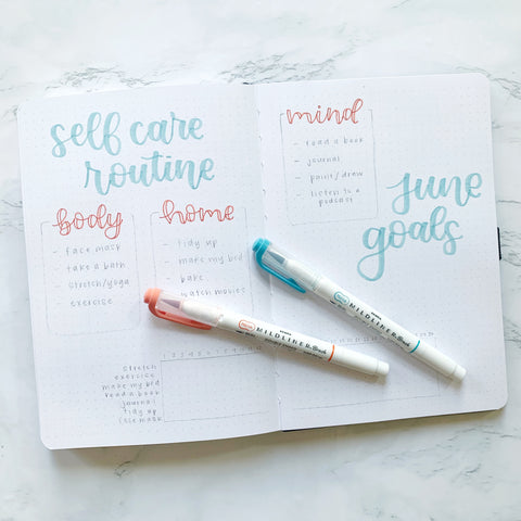 Decided to a blank page with self-care ideas! : r/bulletjournal