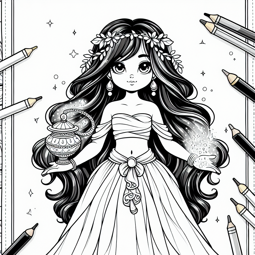 Instant Download Princess Portrait Secret Garden Anime Coloring Book PDF