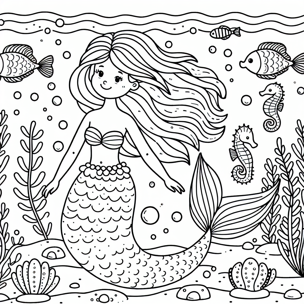 Mermaid Coloring Book : Easy and Fun Mermaid Coloring Pages for Kids