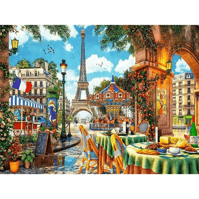 Paint By Numbers | Street Café in Paris - Custom Paint By Numbers product image