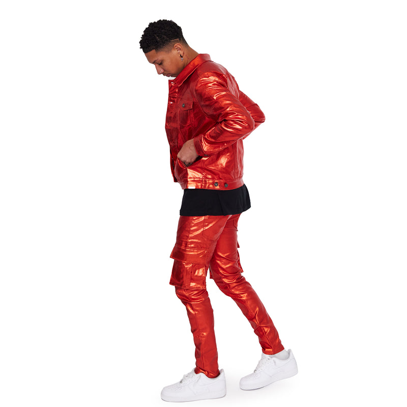 PREME Red Moto Skinny Stretch Jean - Men's Jeans in Red