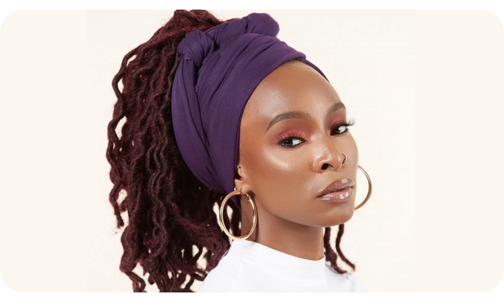 African scarf on faux locs