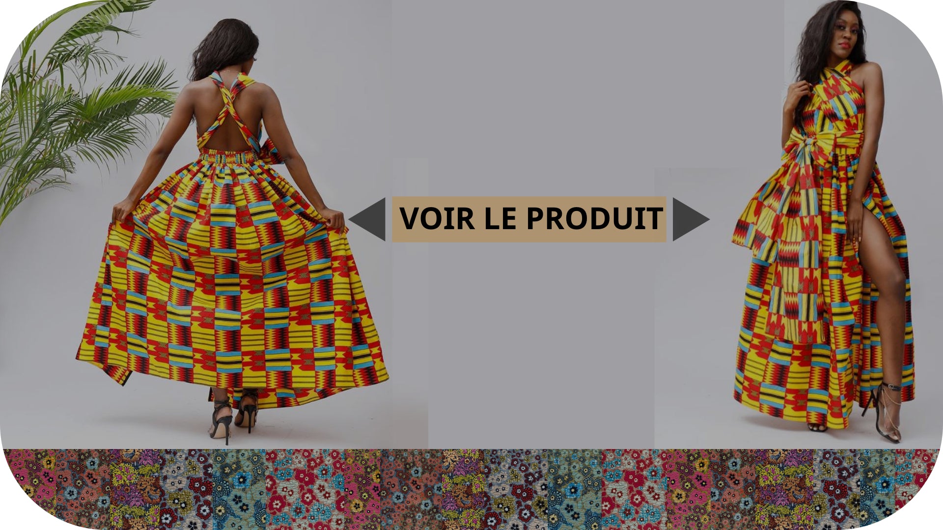 Afrikanisches Pagne-Kleid mit offenem Rücken - Königreich Afrika
