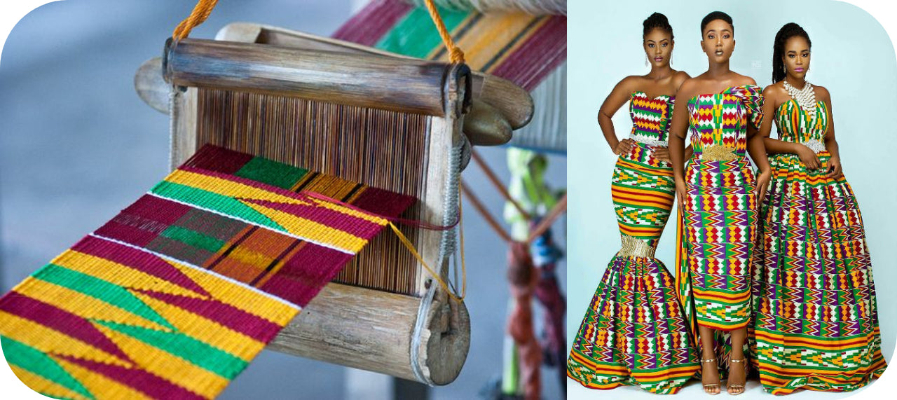 kente weaving and kente wedding dress