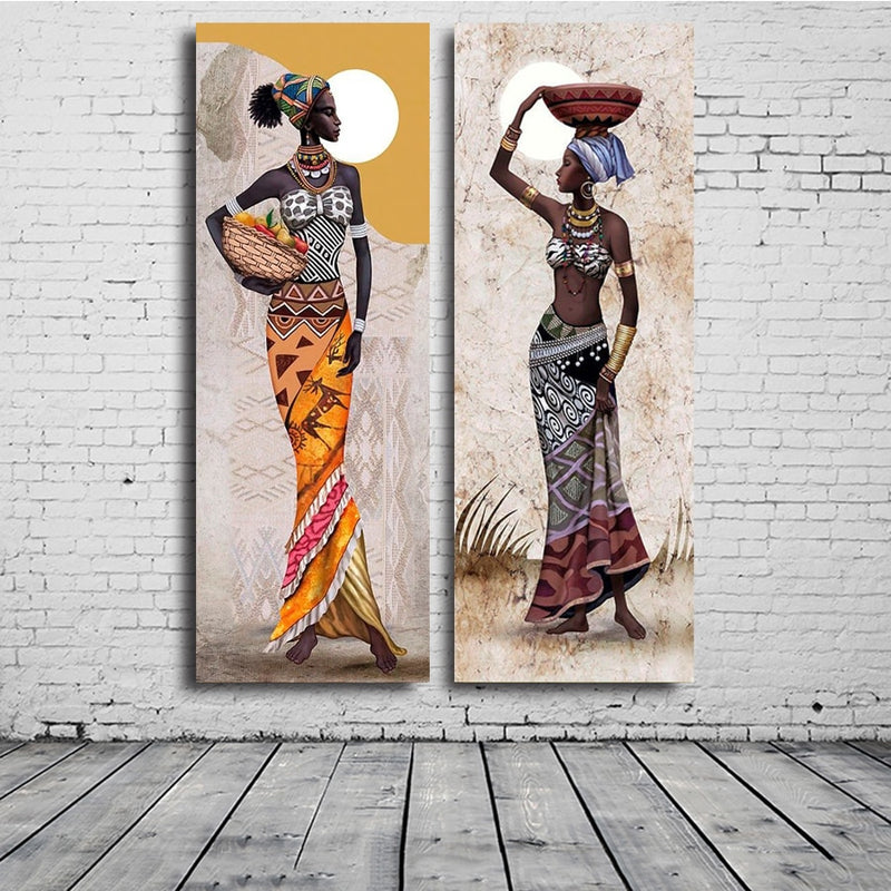 Femme Africaine 2 Tableaux Verticaux Royaume D Afrique