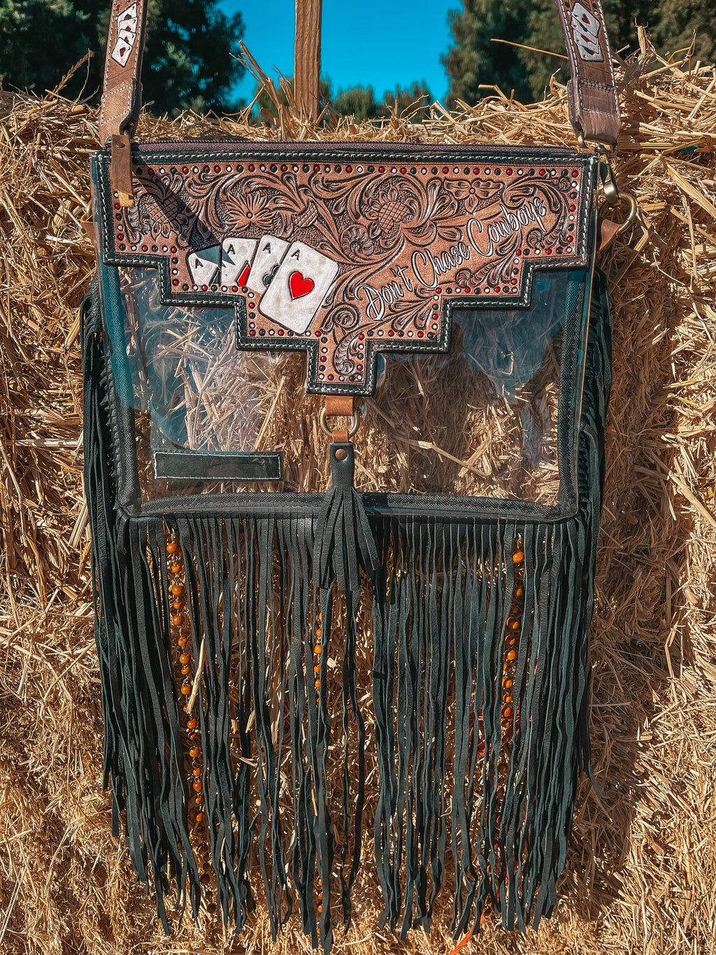 Chasing Cowboys G Upcycled Cowhide Fringe Bag - Turquoise – Style Babes