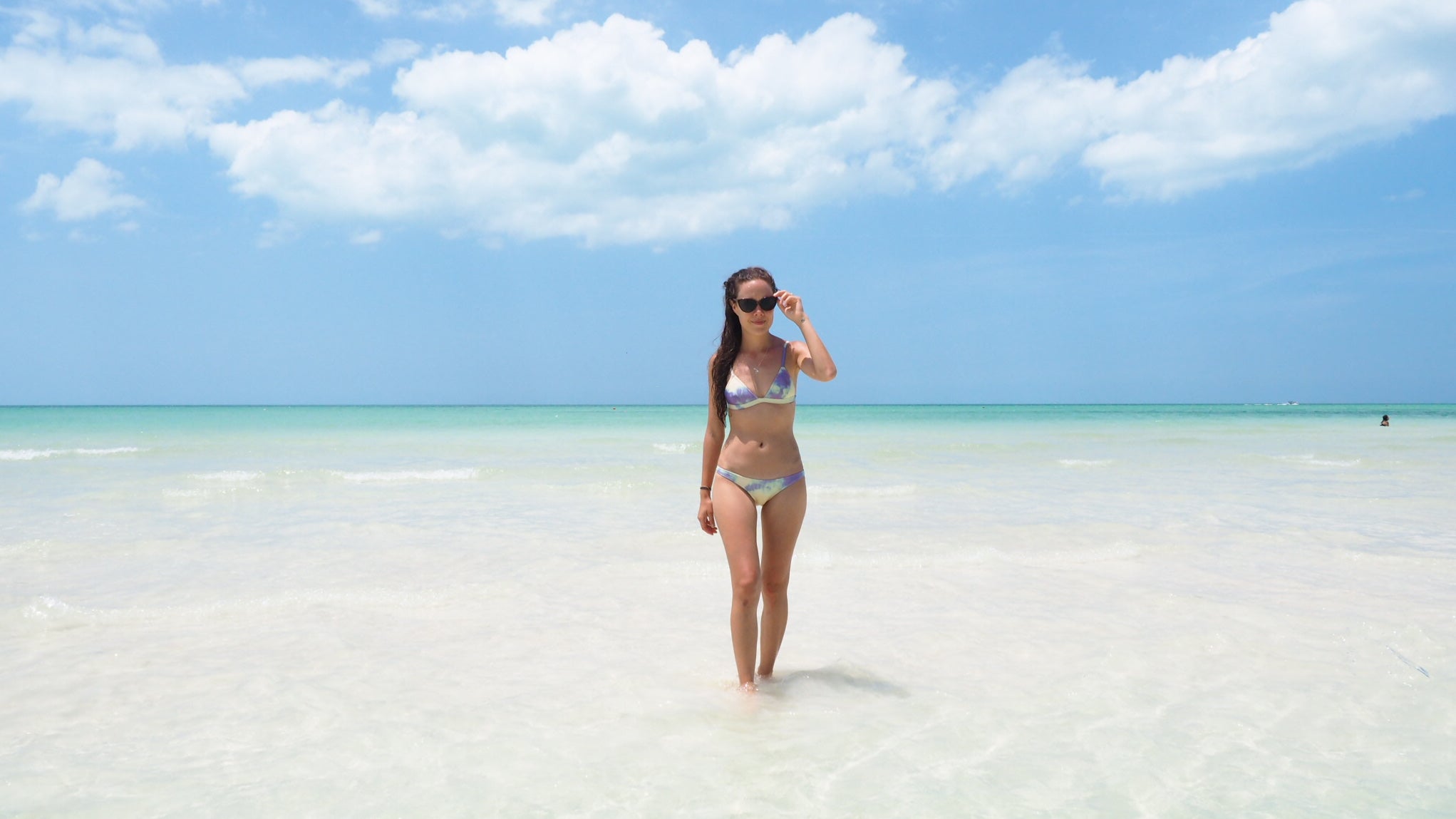 Cassie Louise enjoying the crystal clear ocean at Playa Holbox - Isla Holbox Mexico