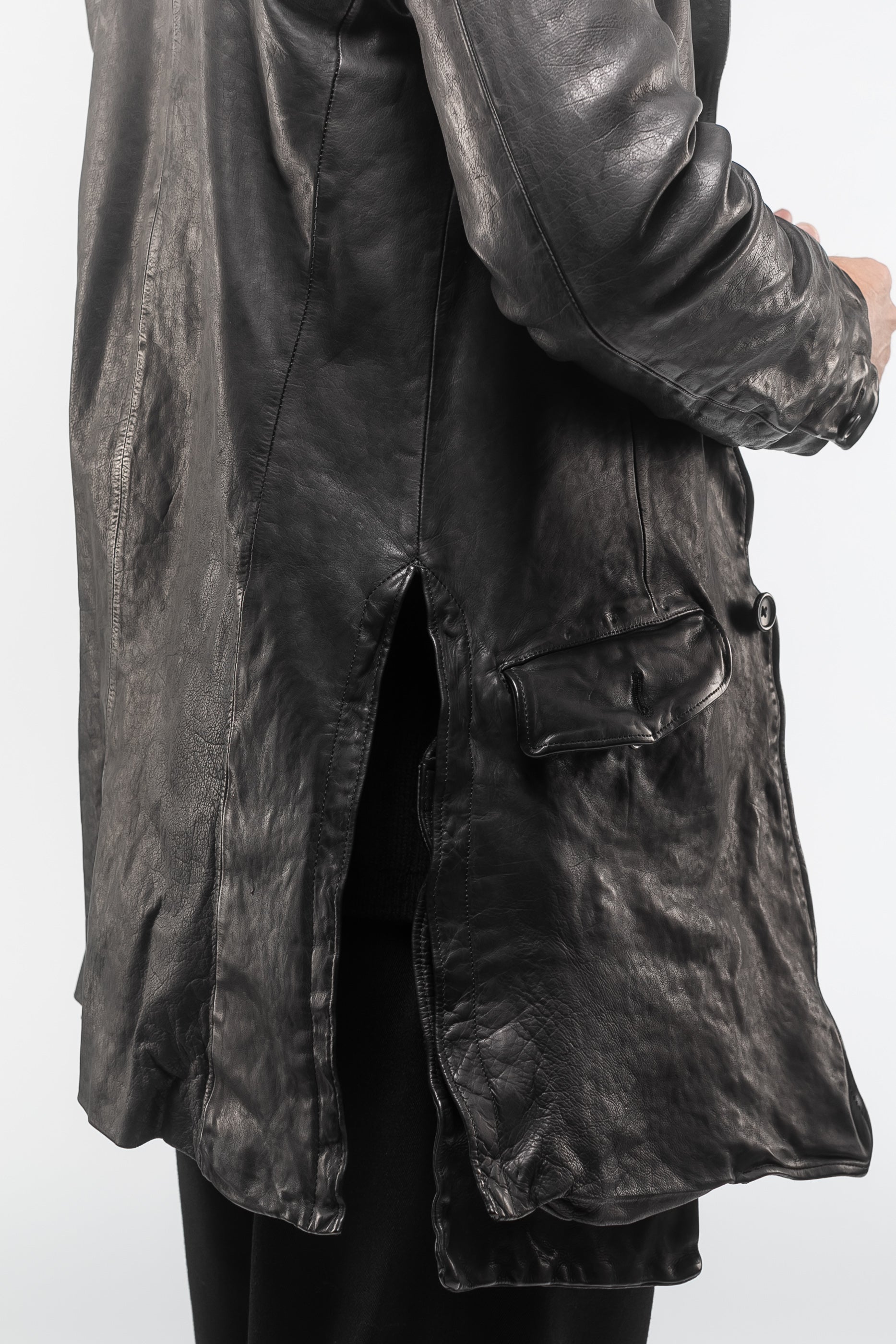 Side Slit Leather Jacket
