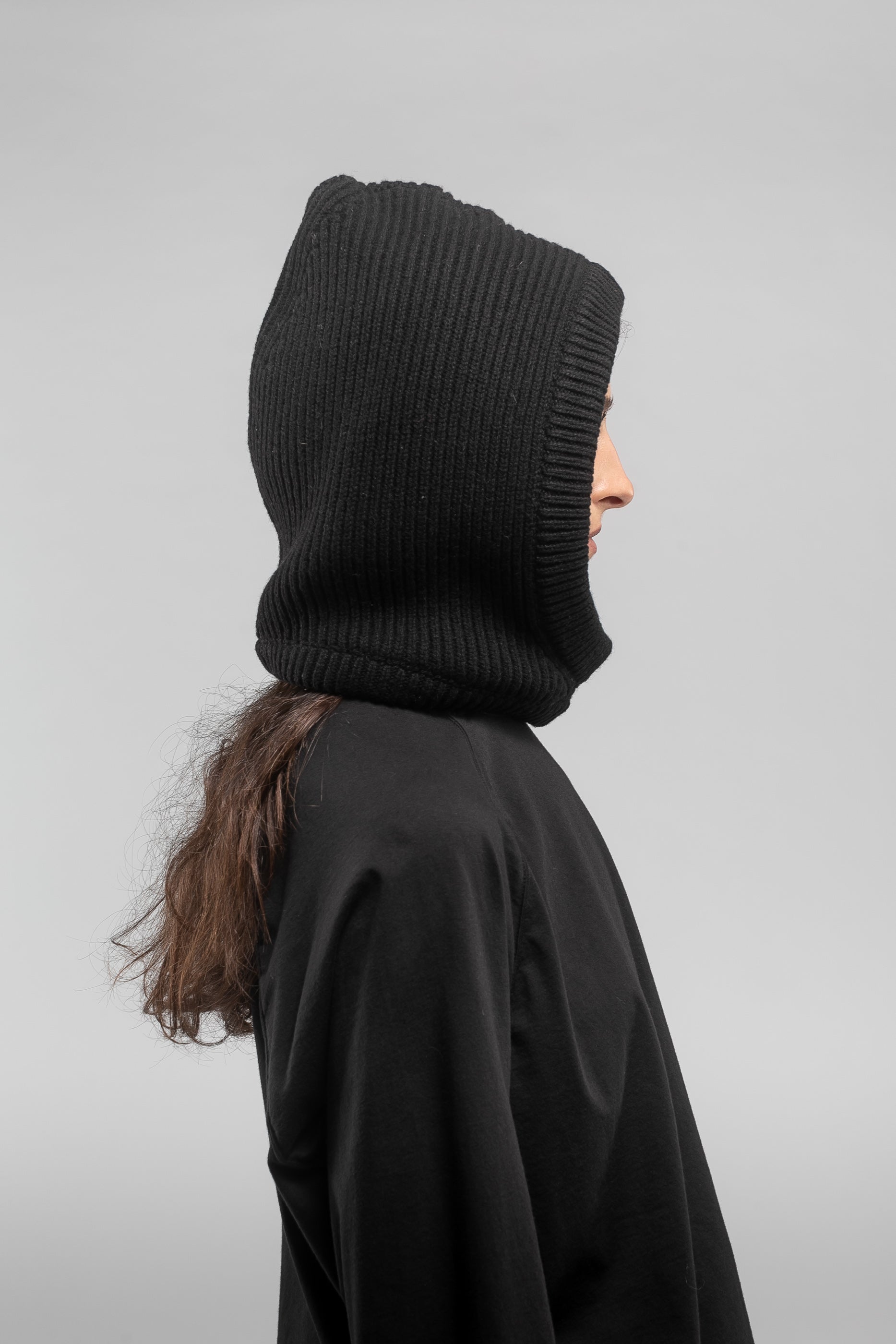 Black Knitted Hood