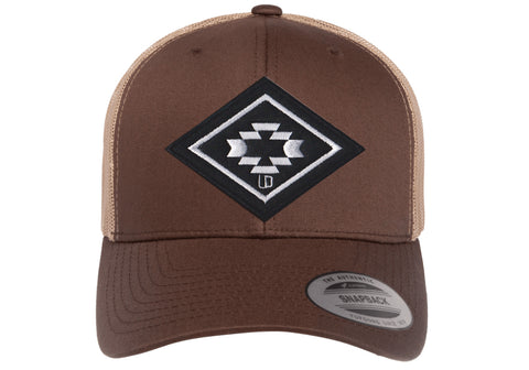 Brown / Khaki Six-Panel Retro Trucker Cap - UD Arrow Graphic