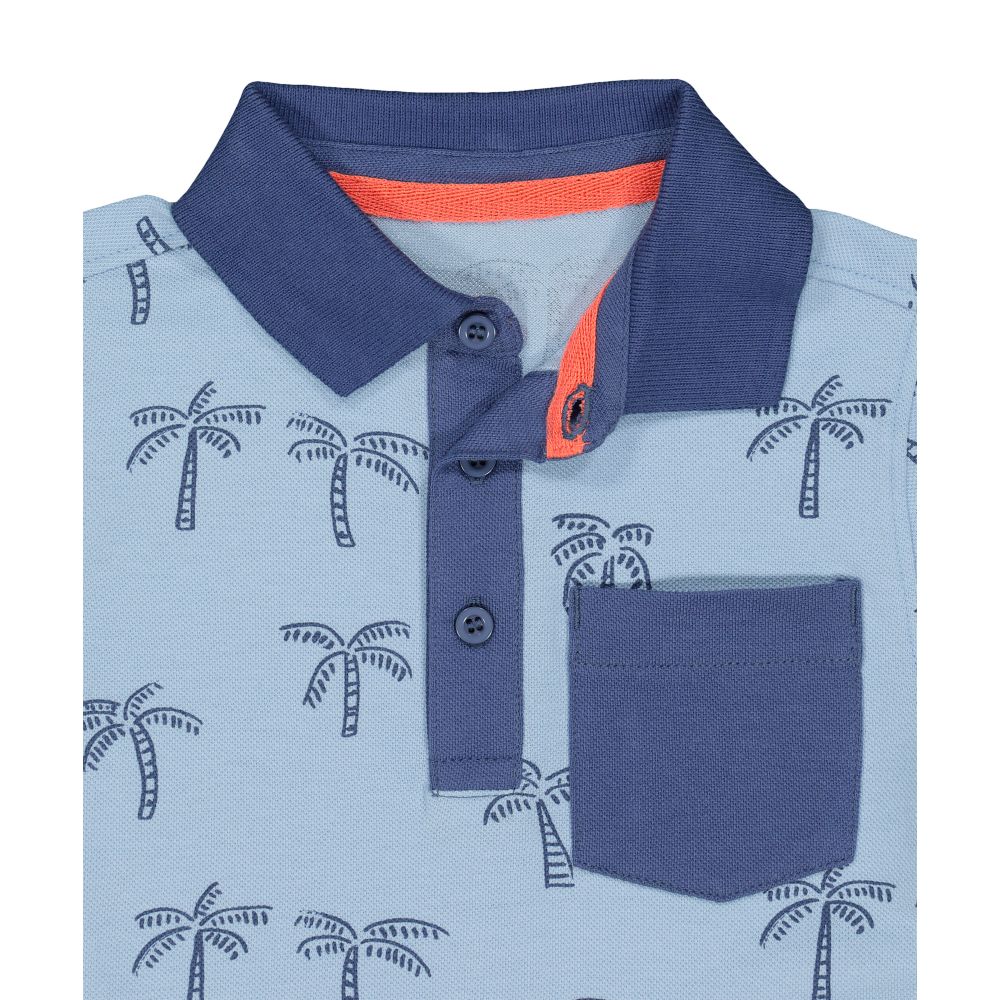 Mothercare Blue Tropical Palm Tree Polo T-Shirt