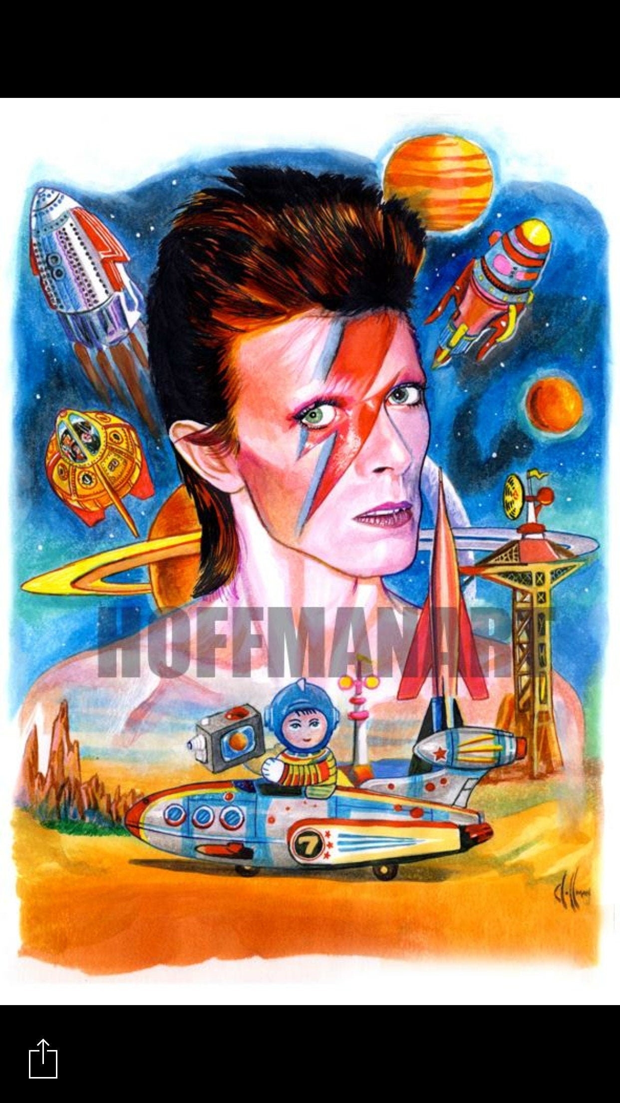 David Bowie Ground Control To Major Tom Music Artist Print From Chris Hoffman Art 6607