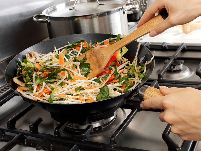 Cooking stir fry at home