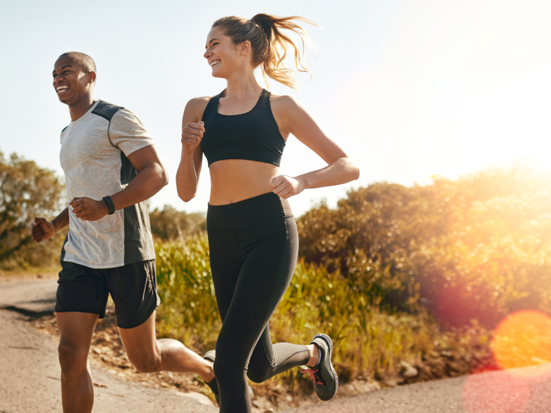 Man and woman exercising