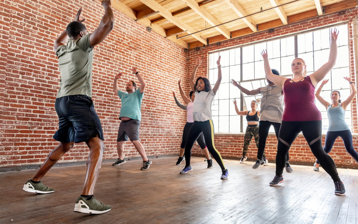 Gym class exercising