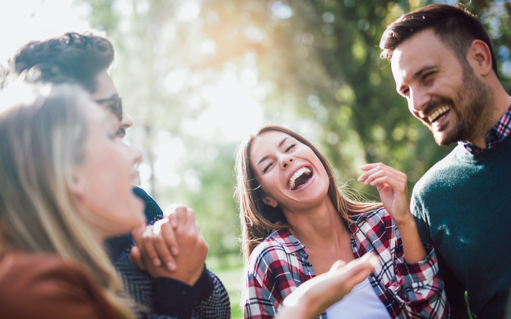 Healthy people laughing