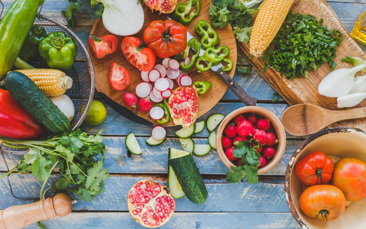 Range of healthy vegetables