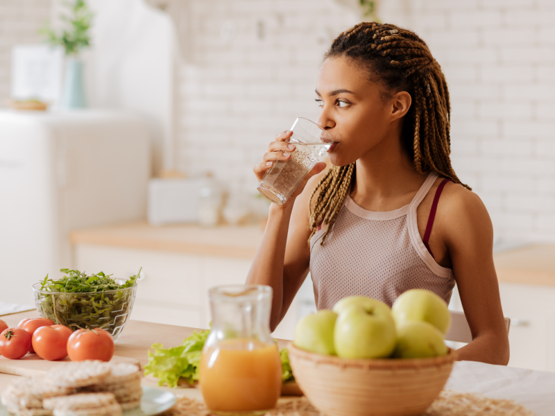 Woman drinking a glass of water