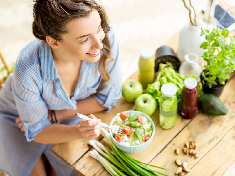 Woman enjoys a healthy lifestyle