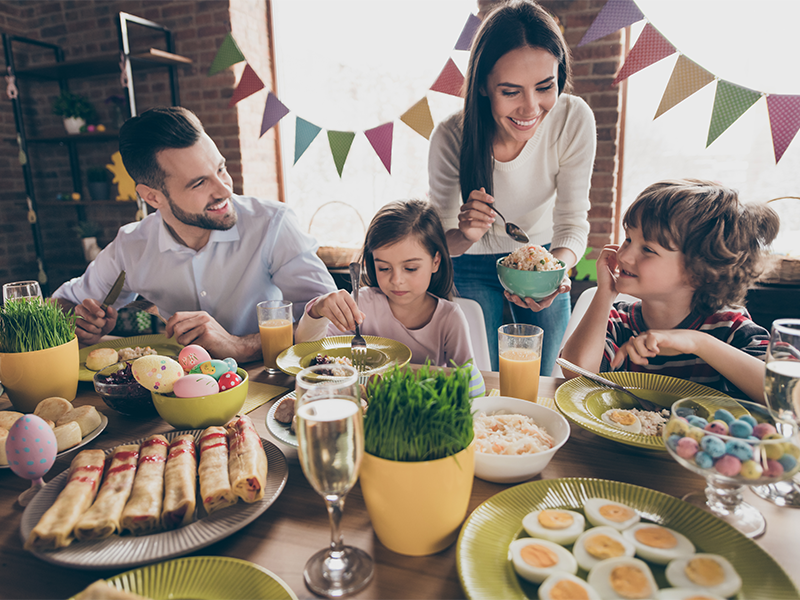 Happy family at easter