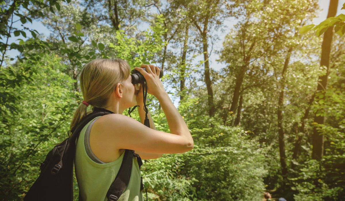 woman bird watching