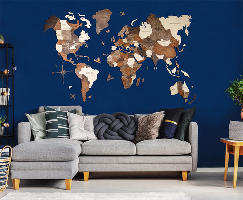 Murales del Mapa mundi pintados en paredes de casa