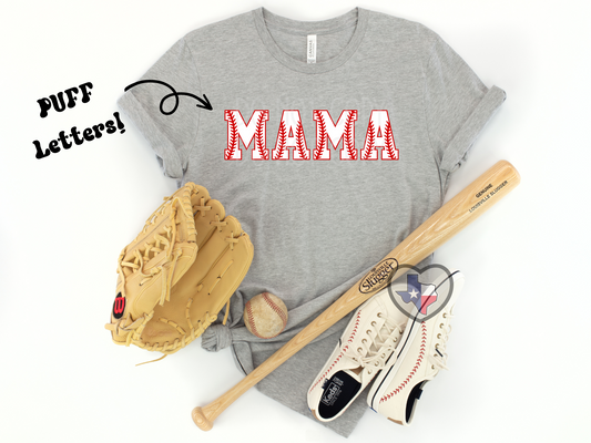 Baseball Mama Puffy Letter Tee