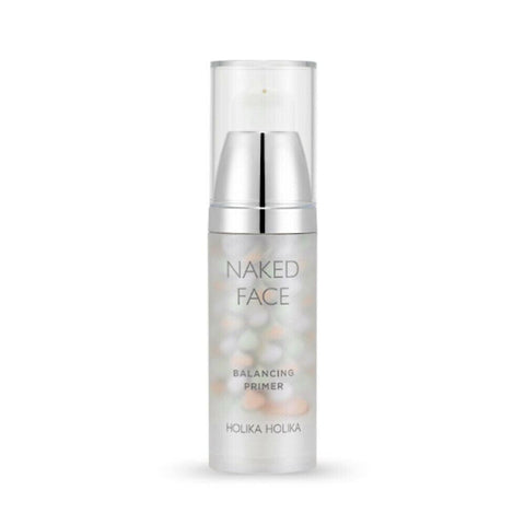 Holika Holika Naked Face Balancing Primer (35g)  Features Holika Holika Naked Face Balancing Primer is a multi-colored balancing formula that improves your complexion!  Using the three colored petal shaped blending method,  it contains green, peach,  and violate hues to help make your skin tone even,  and perfect! Contains dual hyaluronate acid,  with moist TF mixture to give your skin a healthy, and silky glow!  How to use After basic skin care, first step of makeup  pump 1-2 times mix 3 colors apply from inward to outward skin.  Specification Brand : Holika Holika  Country of origin : Republic of Korea  Target Area : Face - Skin Type : All Skin Types  Condition : 100% Brand-new with original box  Capacity:35g