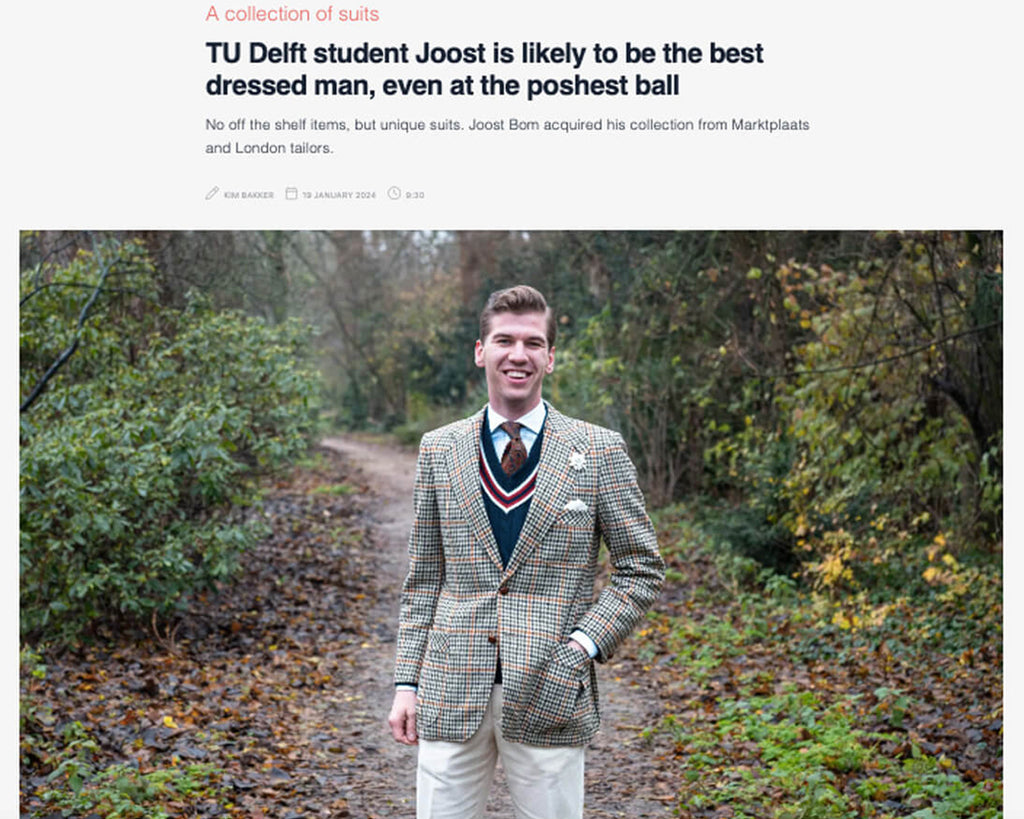 Joost Bom, Student an der TU Delft, mit Herr von Welt Boutonnière Edelweiß im Knopfloch