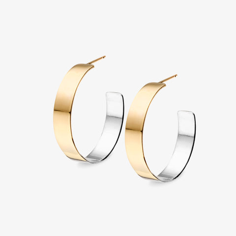 XL Cuff Hoop Earrings in sterling silver and 9kt gold jewellery