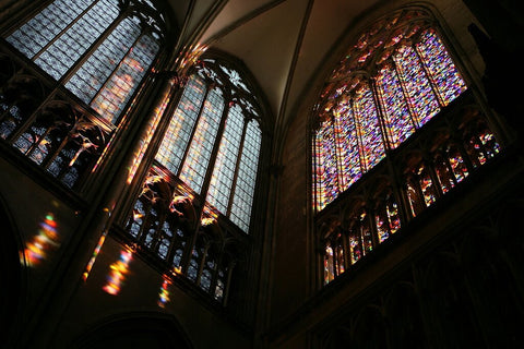 Stained Glass Windows by Gerhard Richters, Cologne Cathedral. The windows are made up of 11,263 coloured squares of glass.