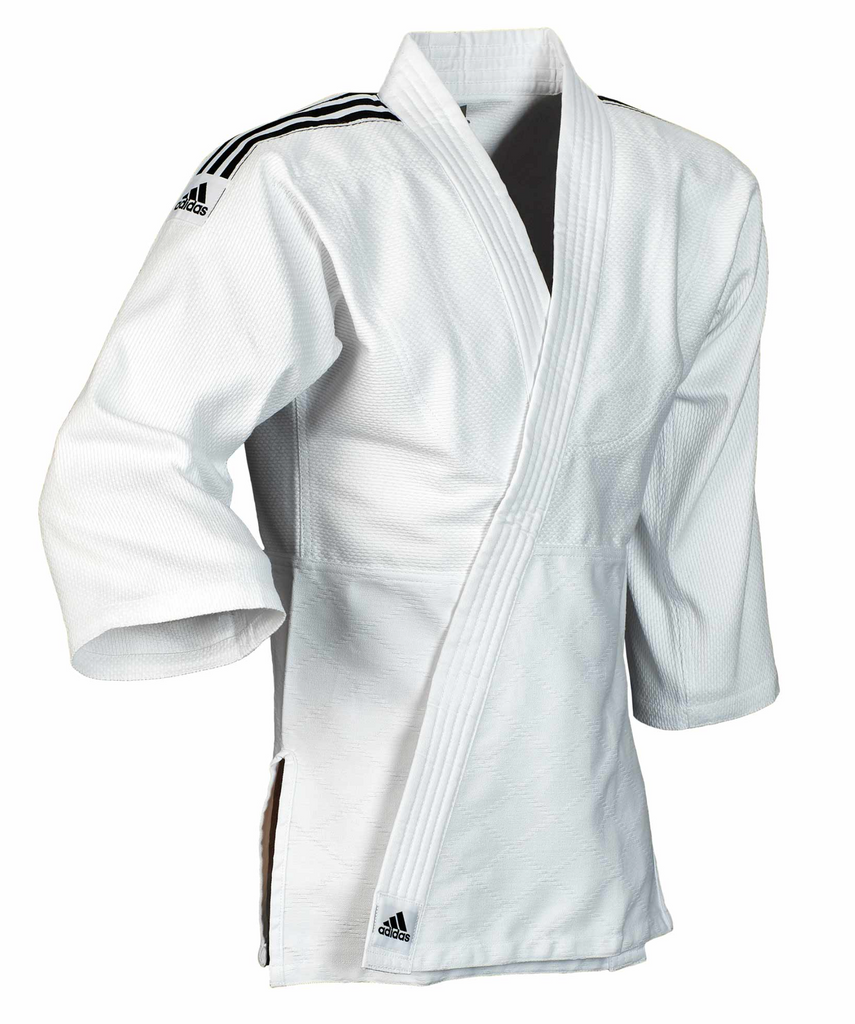 affældige blæse hul skuffet J350 Club Judo Gi - White w Black Stripes by Adidas